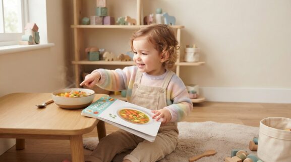 Soup learning activity for a 1-year-old