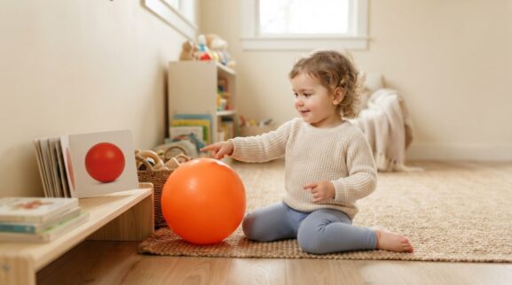 Sphere learning activity for a 2-year-old