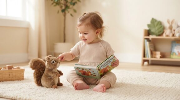 Squirrel learning activity for a 1-year-old