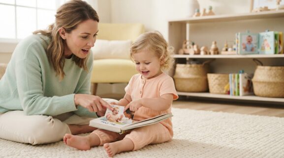 Talk learning activity for a 1-year-old