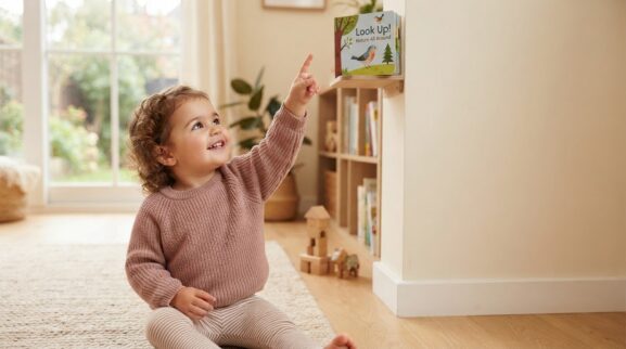 Up learning activity for a 2-year-old