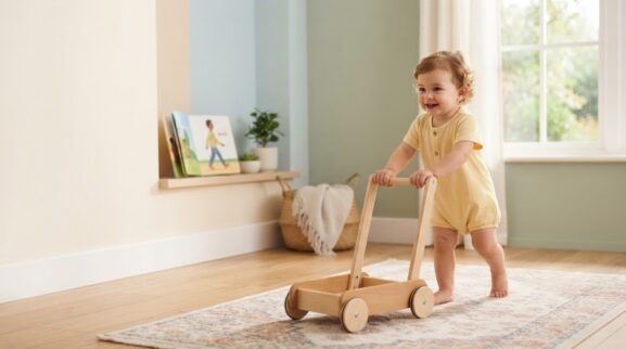 Walk learning activity for a 1-year-old
