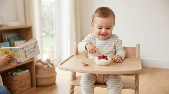 Yogurt learning activity for a 1-year-old