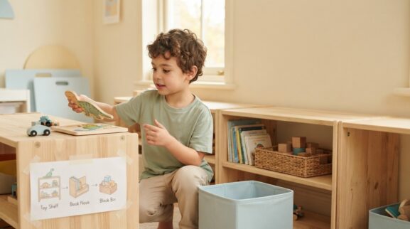 Learning Through Routines: Cleanup & Putting Away for 5 Years parent learning guide for a 5-year-old