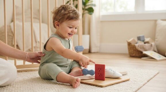 Learning Through Routines: Everyday Safety Words for 1 Year parent learning guide for a 1-year-old