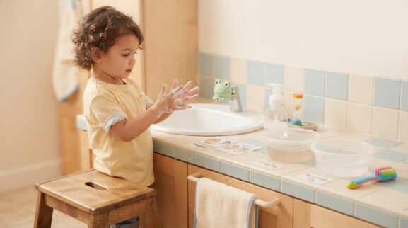 Learning Through Routines: Handwashing Routine for 4 Years parent learning guide for a 4-year-old