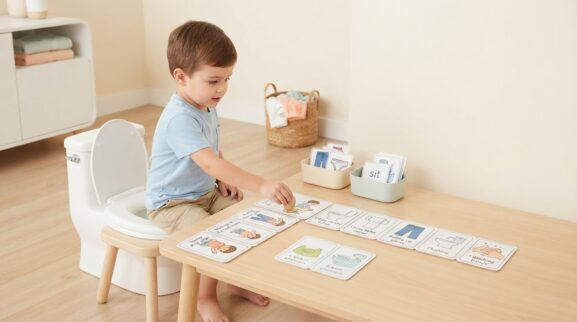 Learning Through Routines: Toilet Learning Words & Routine for 4 Years parent learning guide for a 4-year-old