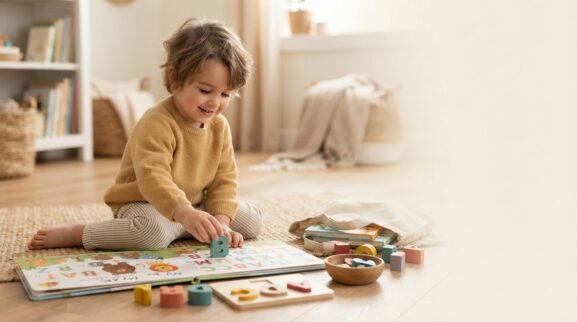 Letter Hunt: Take the Game Into Books and Signs learning activity for a 3-year-old