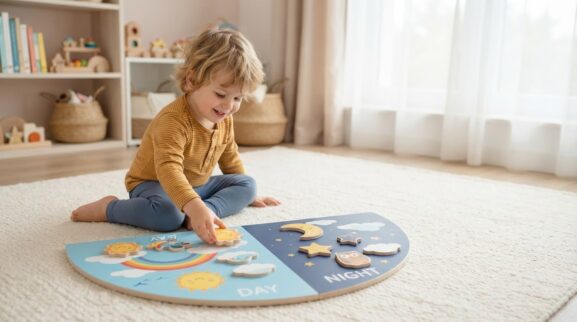 Little Explorer Activity: Day, Night & Sky for 3 Years learning activity for a 3-year-old