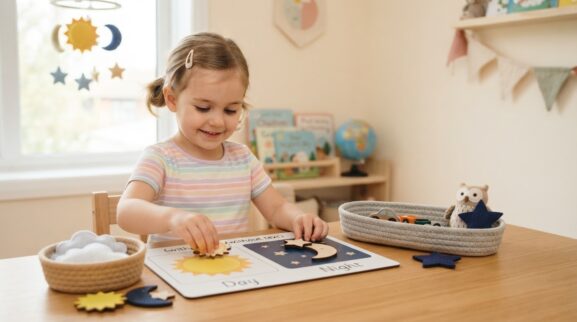 Little Explorer Activity: Day, Night & Sky for 4 Years learning activity for a 4-year-old