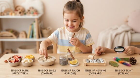 Little Explorer Activity: Five Senses for 4 Years learning activity for a 4-year-old