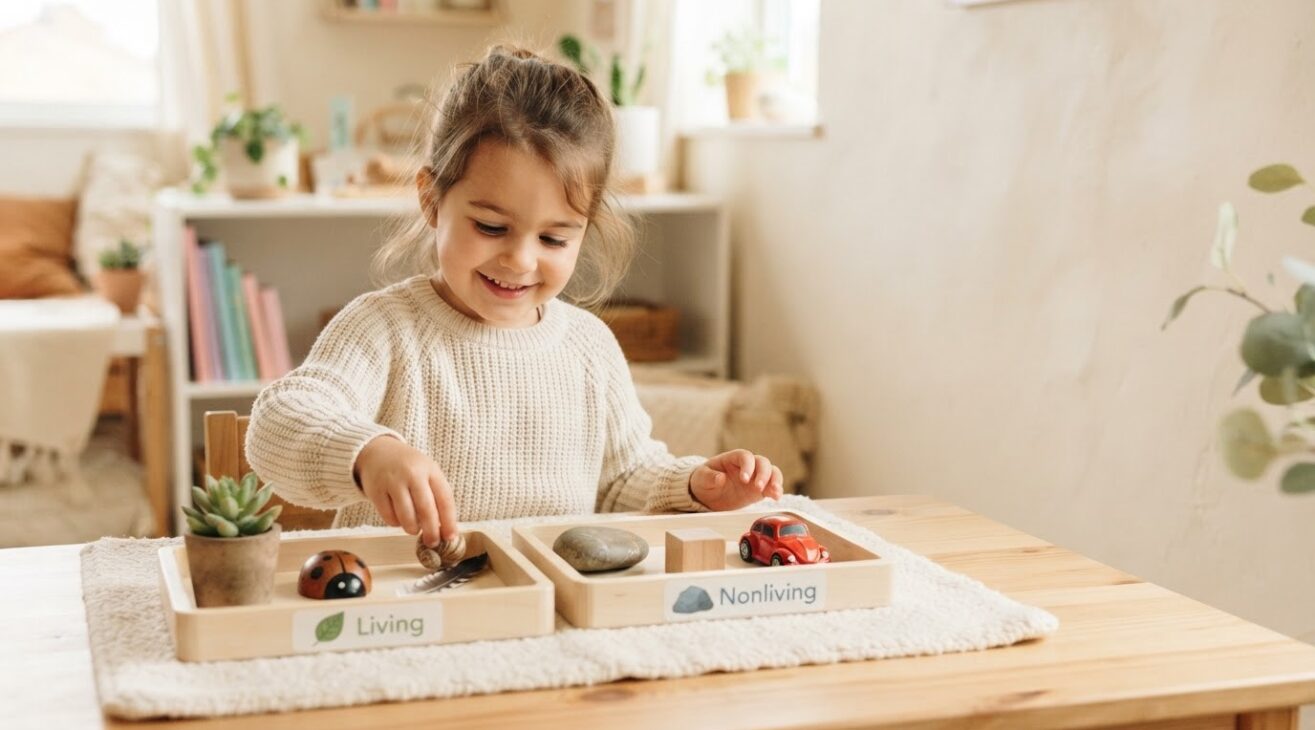 Living & Nonliving Activity Cards for 3-Year-Old Toddlers