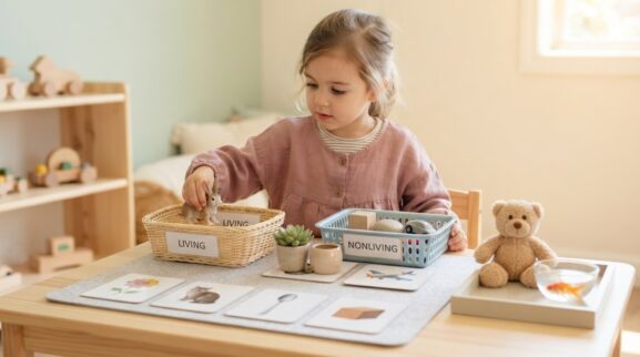 Living & Nonliving Activity Cards for 4 Years printable learning activity for a 4-year-old
