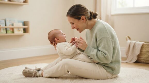 Look at Me, Look at You learning activity for a 0–3 month old baby