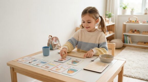 Morning Routine Activity Cards for 5 Years printable learning activity for a 5-year-old