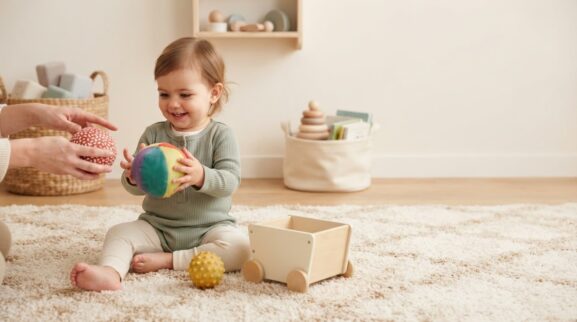 Move & Learn: Ball Play for 1 Year parent learning guide for a 1-year-old