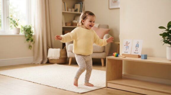 Move & Learn: Dance & Freeze for 2 Years parent learning guide for a 2-year-old