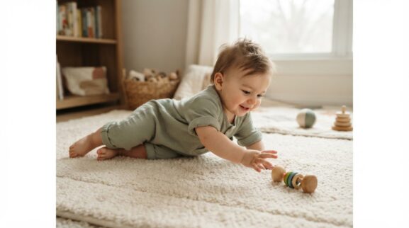 Move & Learn: Reaching, Rolling & Body Movement for 10–11 Months parent learning guide for a 10–11 month old baby