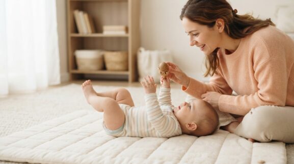 Move & Learn: Reaching, Rolling & Body Movement for 4–6 Months parent learning guide for a 4–6 month old baby