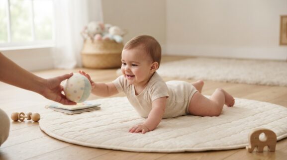 Move & Learn: Reaching, Rolling & Body Movement for 7–9 Months parent learning guide for a 7–9 month old baby