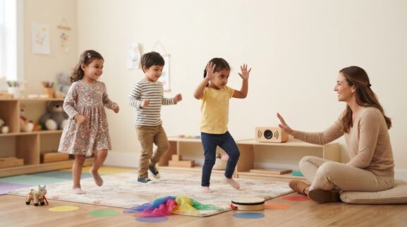 Music & Movement Activity: Freeze & Listening Games for 4 Years learning activity for a 4-year-old