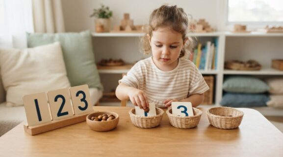 Number-to-Quantity Match: Real-Object Companion learning activity for a 3-year-old