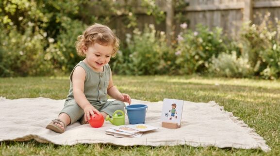 Outdoor Movement Activity Cards for 1 Year printable learning activity for a 1-year-old