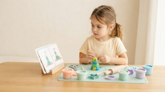 Play Dough & Molding Activity Cards for 5 Years printable learning activity for a 5-year-old