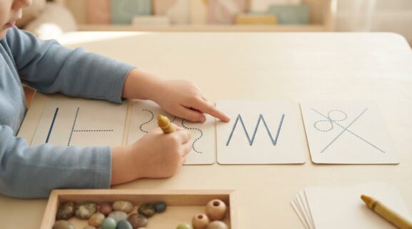Pre-Writing Paths & Strokes Activity Cards for 4 Years printable learning activity for a 4-year-old