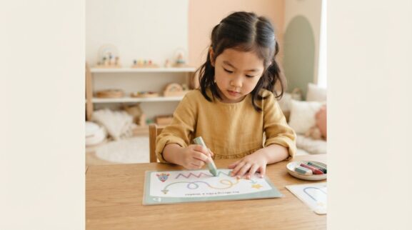 Pre-Writing Paths & Strokes Activity Cards for 5 Years printable learning activity for a 5-year-old
