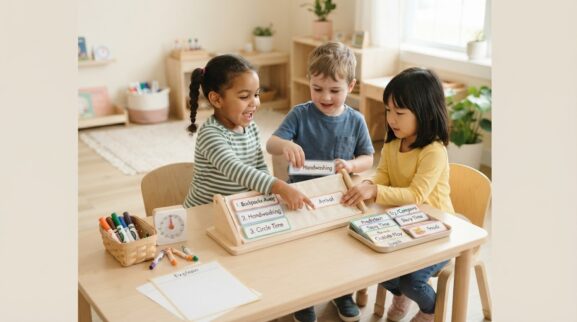 Preschool / Classroom Routines Activity Cards for 4 Years printable learning activity for a 4-year-old