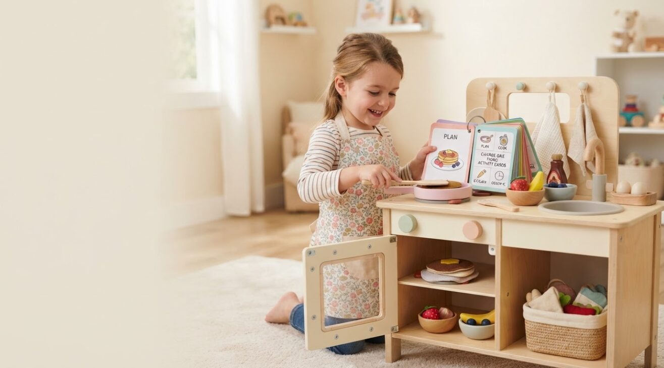 Pretend Kitchen & Food Activity Cards for 5-Year-Old Kids