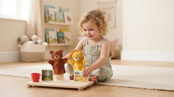 Puppets & Character Play Activity Cards for 2 Years printable learning activity for a 2-year-old