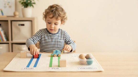 Push, Pull & Motion Activity Cards for 4 Years printable learning activity for a 4-year-old