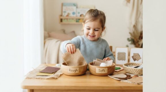 Sensory Textures Activity Cards for 2 Years printable learning activity for a 2-year-old