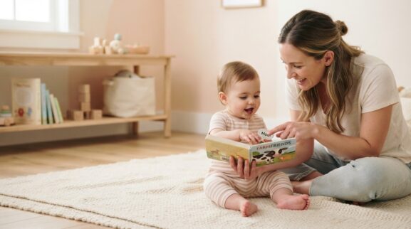Shared Reading Activity Cards for 10–11 Months printable learning activity for a 10–11 month old baby