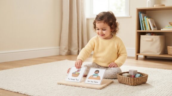 Simple Responsibilities Activity Cards for 2 Years printable learning activity for a 2-year-old