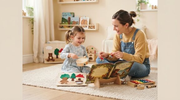 Sing, Move & Listen: Music & Storytelling for 3 Years parent learning guide for a 3-year-old