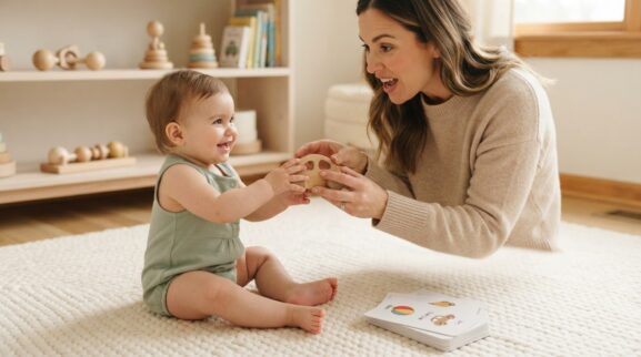 Social & Functional Words Activity Cards for 10–11 Months printable learning activity for a 10–11 month old baby