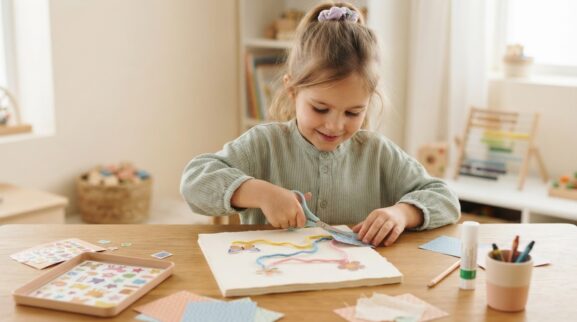 Stickers & Collage Activity Cards for 5 Years printable learning activity for a 5-year-old