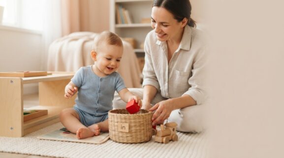 Teach Through Play: Direction Words for 1 Year parent learning guide for a 1-year-old