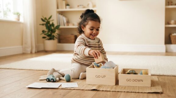 Teach Through Play: Direction Words for 2 Years parent learning guide for a 2-year-old