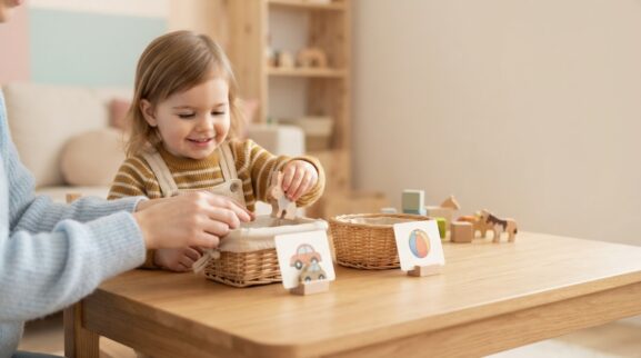 Teach Through Play: Positions & Spatial Words for 2 Years parent learning guide for a 2-year-old