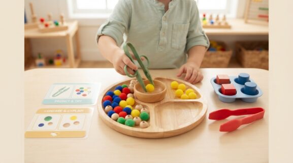 Tongs / Tweezers Activity Cards for 4 Years printable learning activity for a 4-year-old