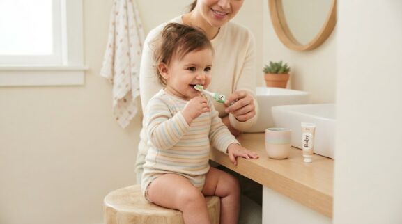 Toothbrushing Routine Activity Cards for 1 Year printable learning activity for a 1-year-old