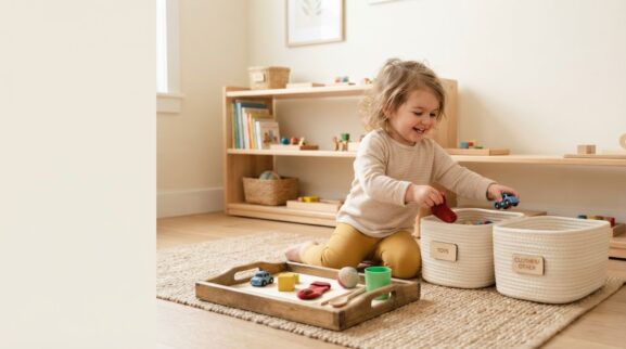 Turn Cleanup Into Sorting, Language and Independence parent learning guide for a 2-year-old
