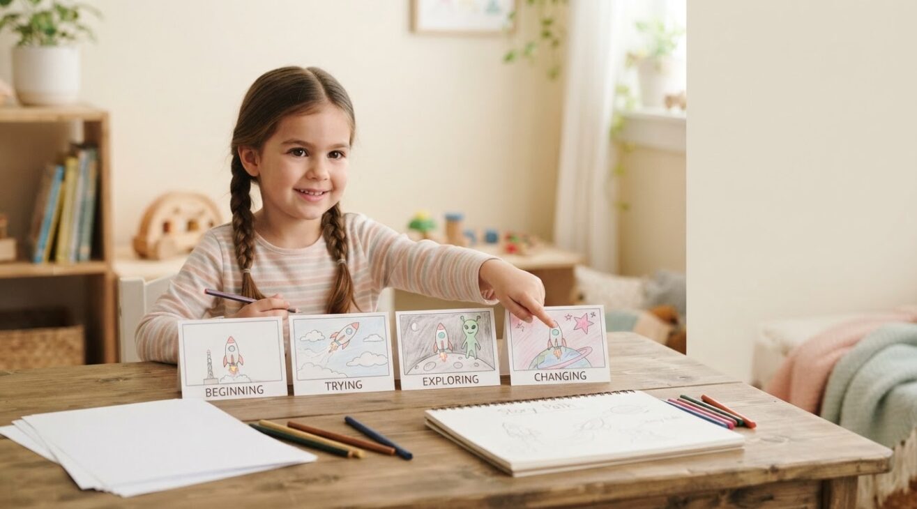 Turn Drawings Into Beginning-Middle-End Stories for 5-Year-Old Kids