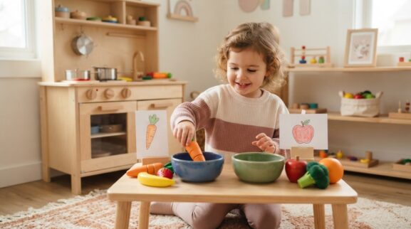 Turn Pretend Food Into a Language and Math Activity learning activity for a 2-year-old