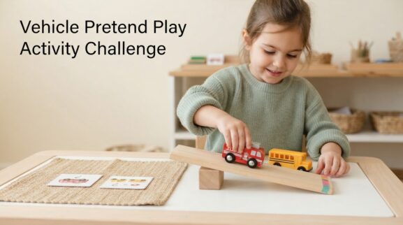 Vehicle Pretend Play Activity Cards for 4 Years printable learning activity for a 4-year-old