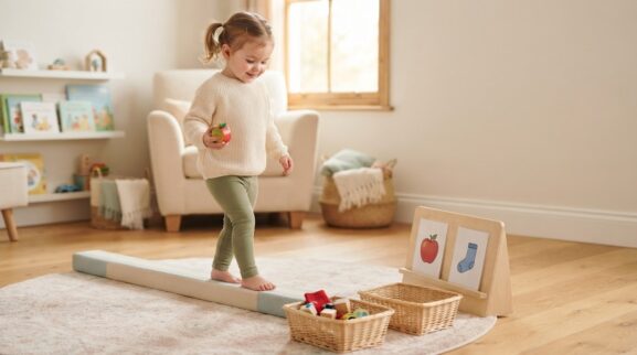 Walking & Balance Activity Cards for 2 Years printable learning activity for a 2-year-old